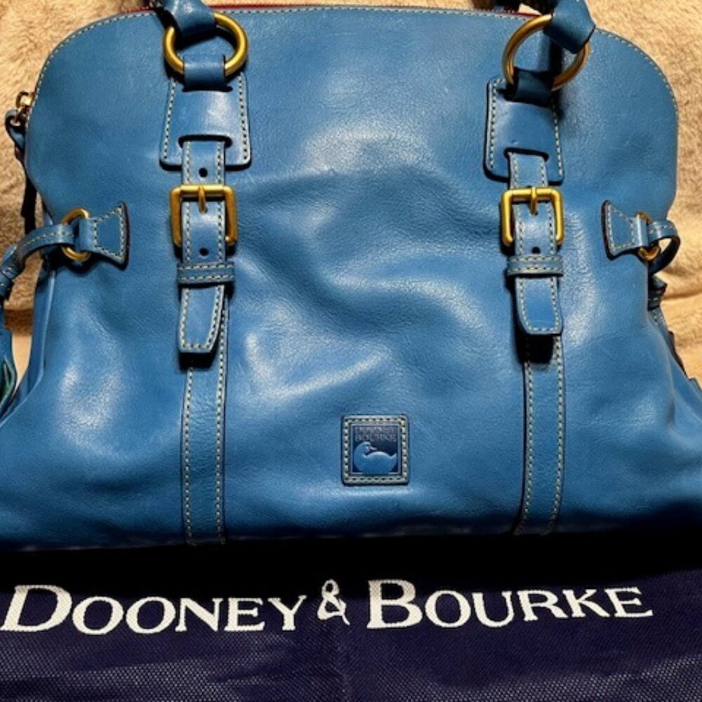Dooney and Bourke Florentine Royal Blue Domed Buckle Satchel - NWT